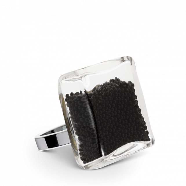 Bague en verre soufflé - Carré Medium Billes