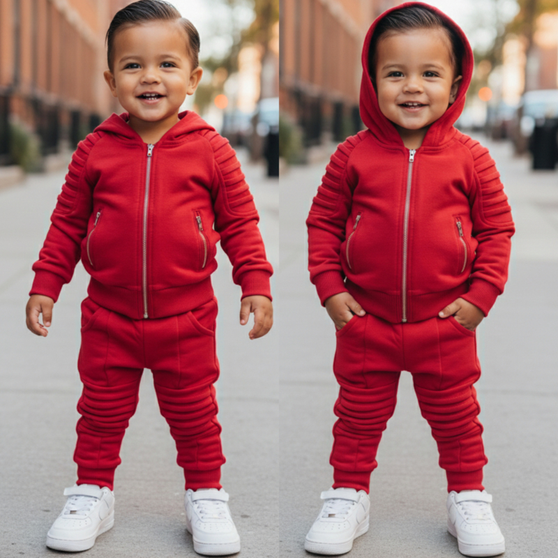 Little biker boy set - rood