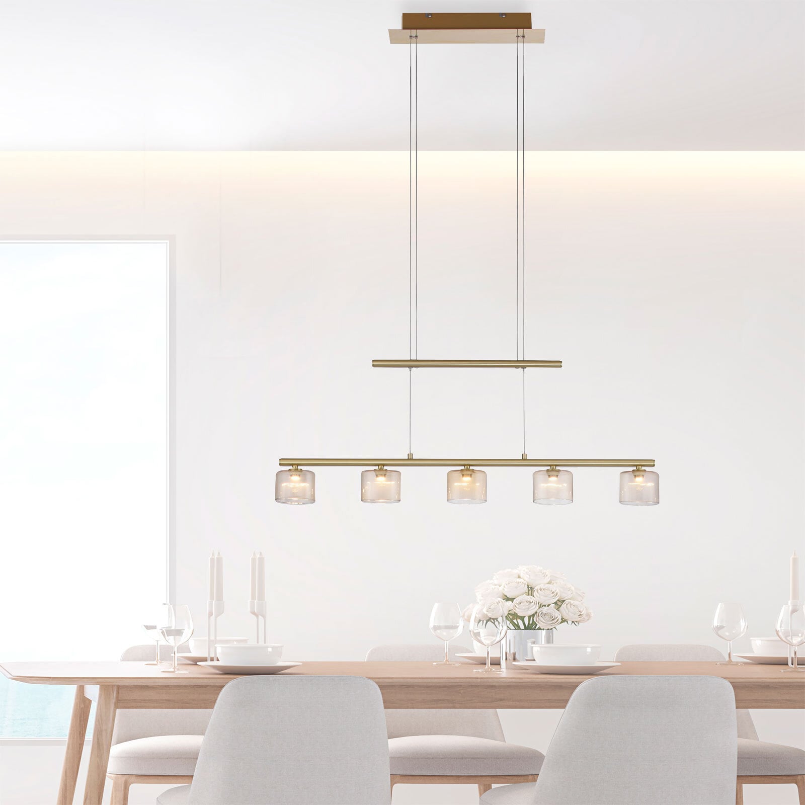 Paul Neuhaus LED Pendelleuchte HYDRA 5-flg mattmessing