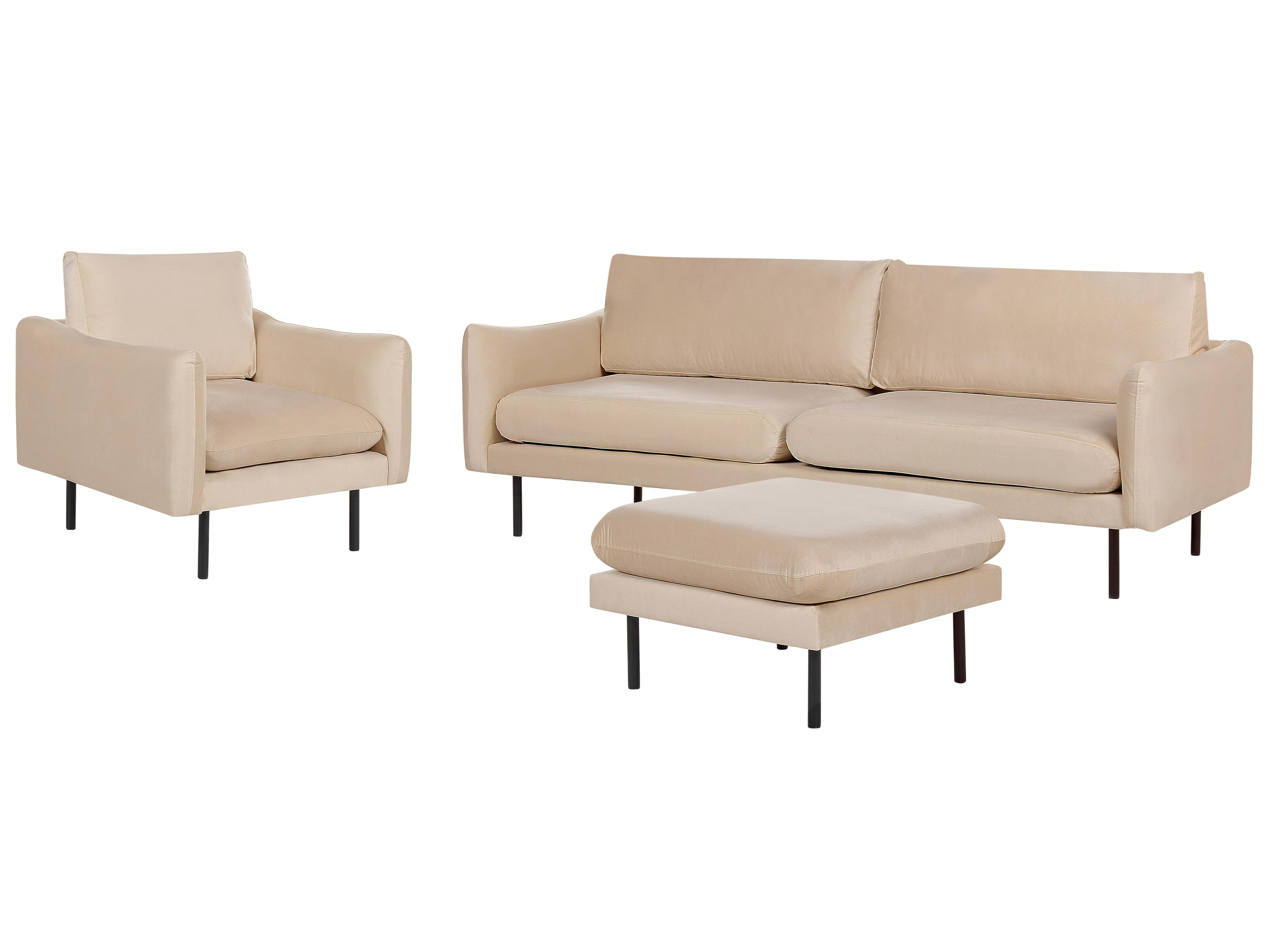 Bankenset 5-zits VINTERBRO Fluweel Beige met ottomaan