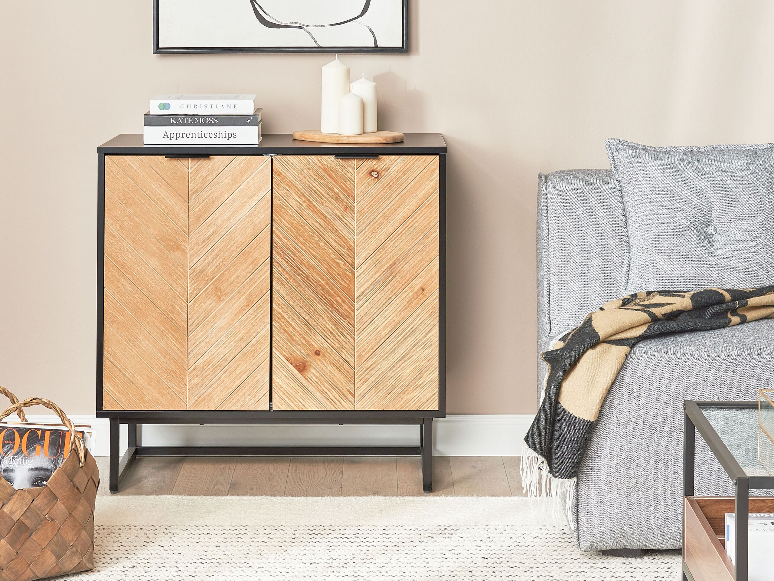 Beliani - ALASKA - Dressoir - Lichtbruin|Zwart - Hout