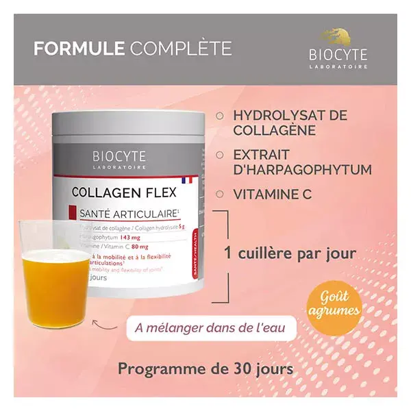 Biocyte Collagen Flex com Extrato de Harpagophytum para Mobilidade e Saúde Articular 240g