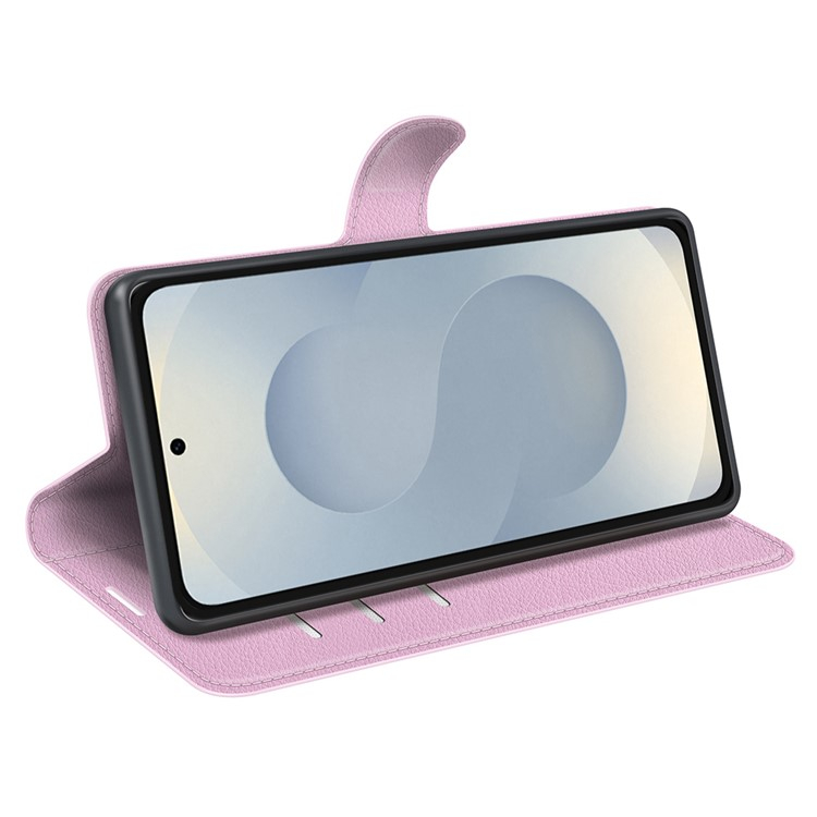 Samsung Galaxy S25 Edge Leder Tasche Flip Cover Litchi Look - Rosa