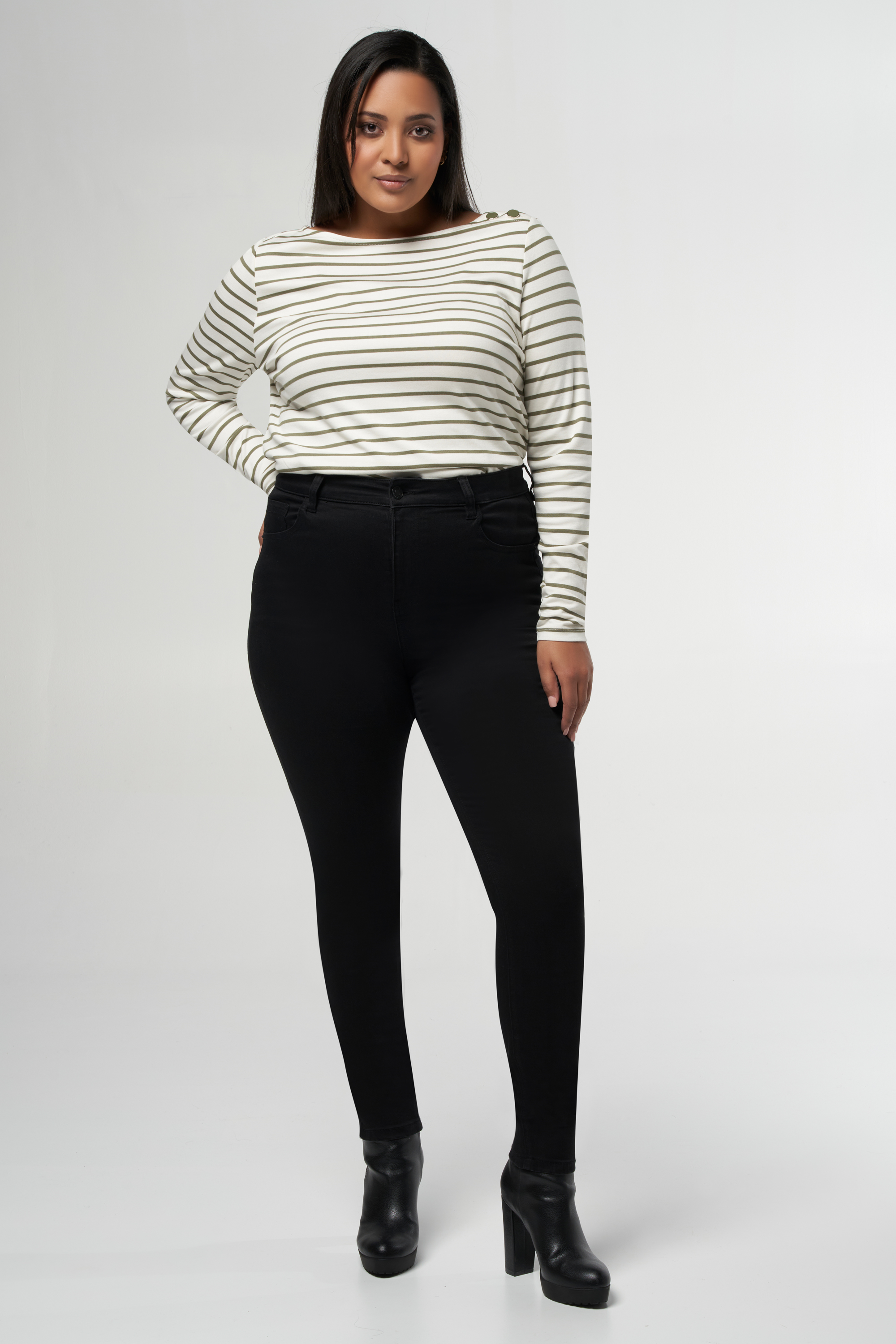 Skinny leg high waist jeans CHERRY Zwart