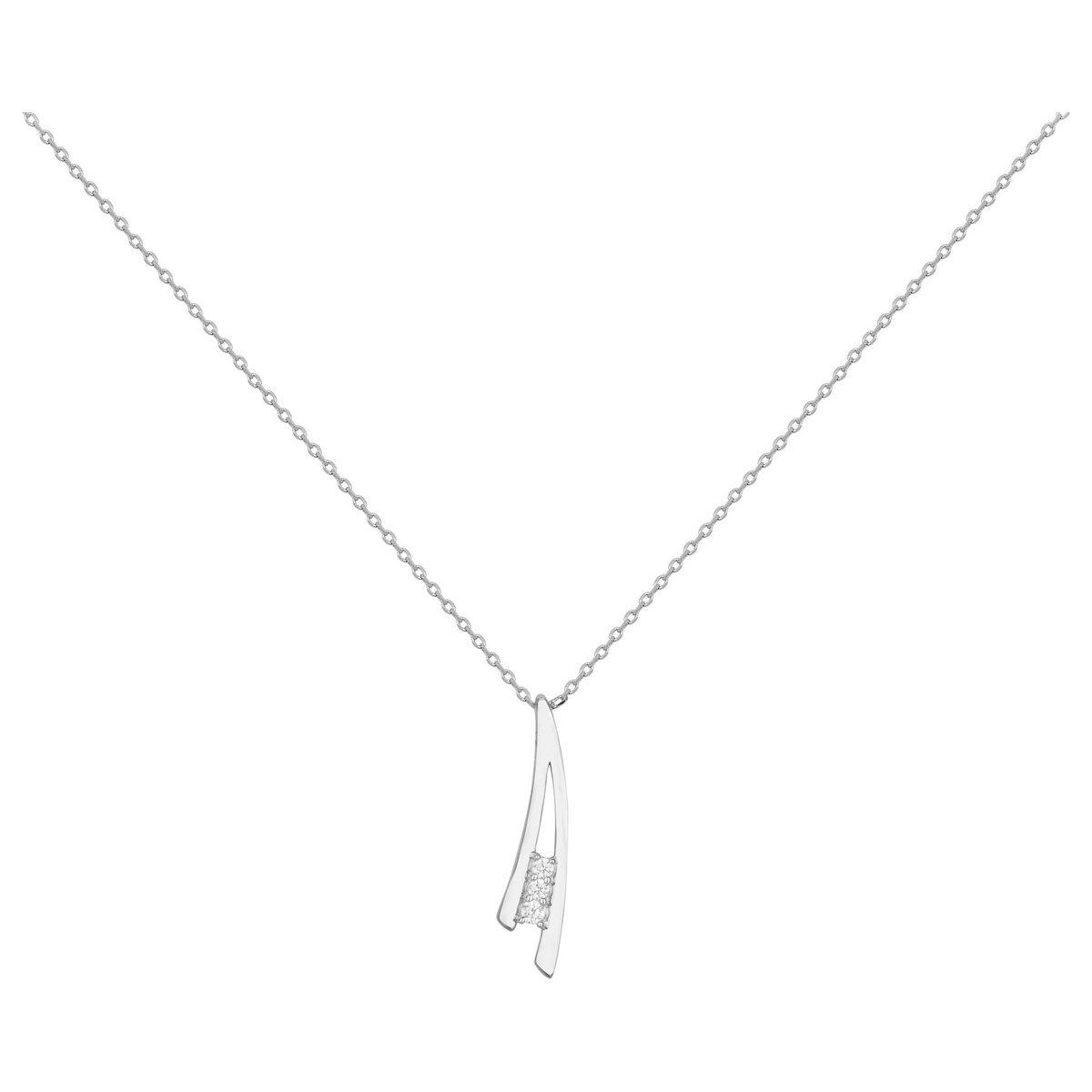 Collier mono-motif en Argent avec oxyde de zirconium blanc