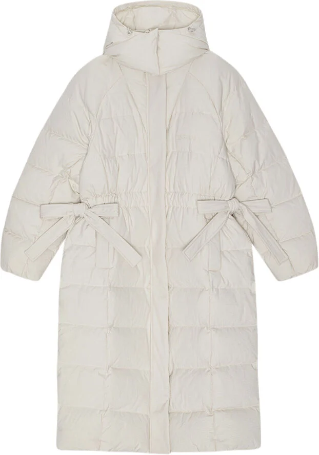 Ganni Tech Seersucker Puffer Coat Tofu