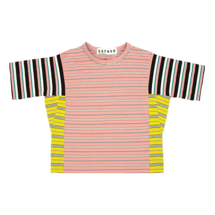 Esther T-shirt Junya Rayé Coton Bio | Corail