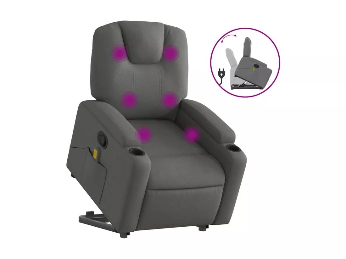 Fauteuil massant inclinable Gris foncé Tissu