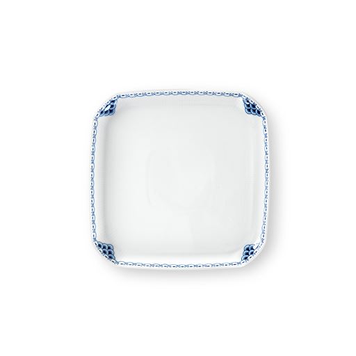 Royal Copenhagen Prinsesse Firkantet Tallerken, Blå, 21x21 cm