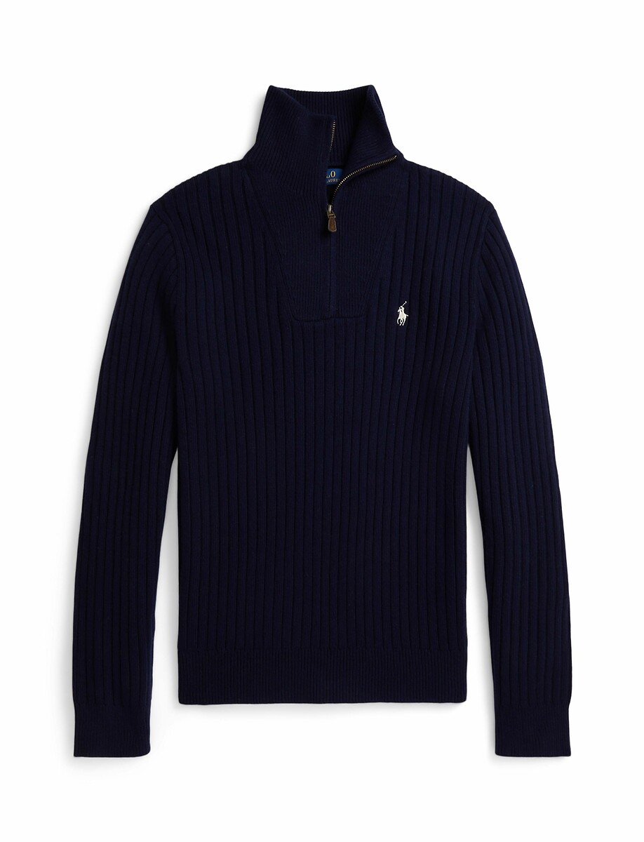POLO RALPH LAUREN<br>Suéter de lã mista com meio zíper