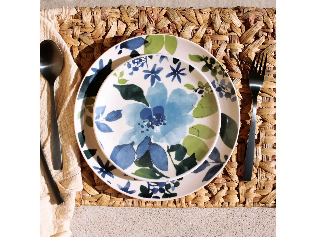 Novastyl - Lot 6 Assiettes A Dessert Bleuet 19cm En Gres