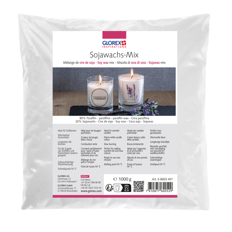 Glorex Sojawachs-Mix, 1000 g, weiss