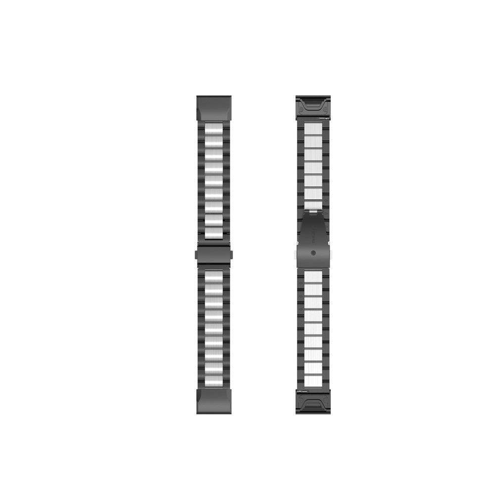 Garmin Fenix 7X / 6X Pro / 5X / 5X Plus / 3 / 3 HR / 3 Sapphire Edelstahl Armband mit Faltschliesse - Schwarz / Silber