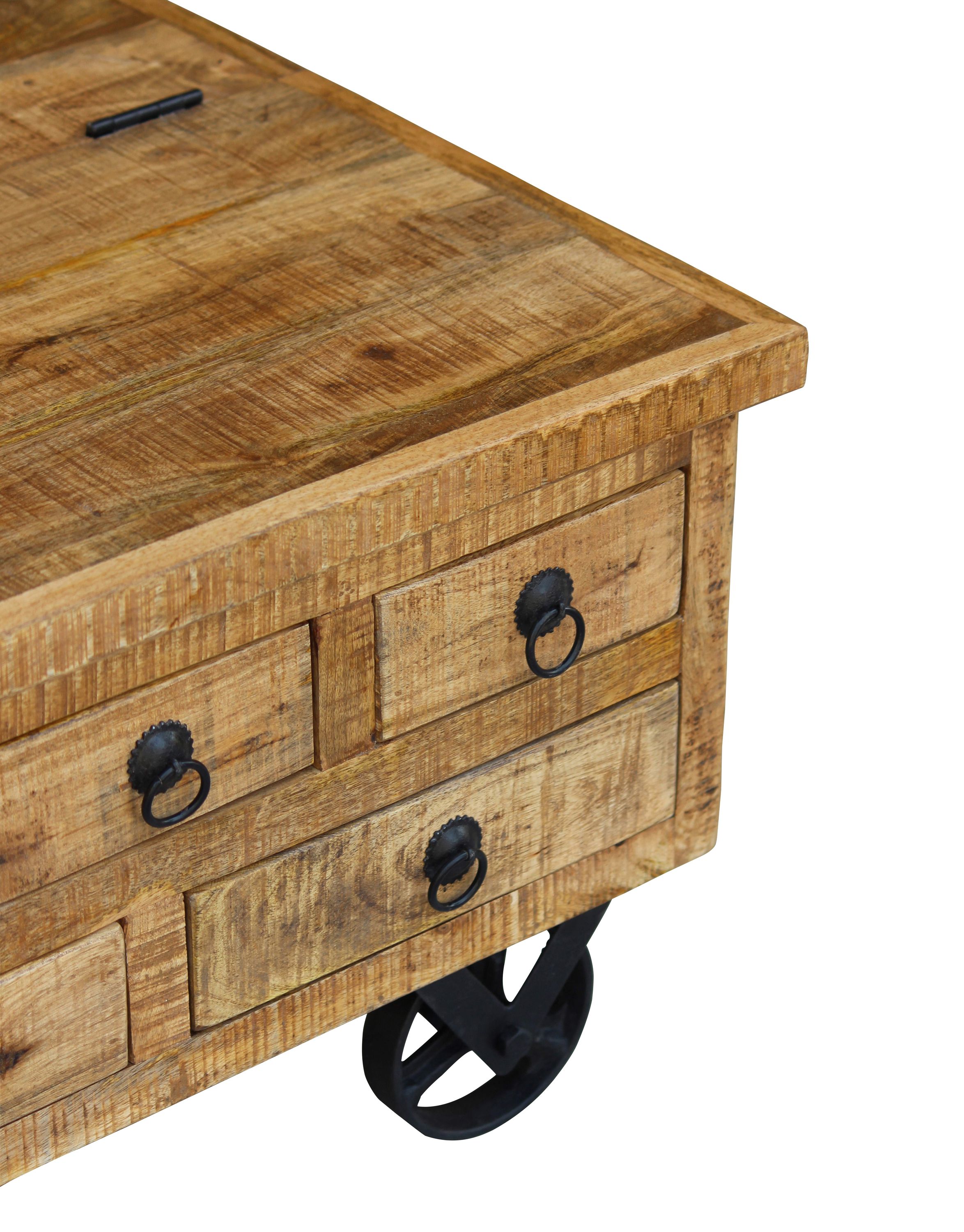 Beistelltisch Holz Vintage PITT mit Rollen