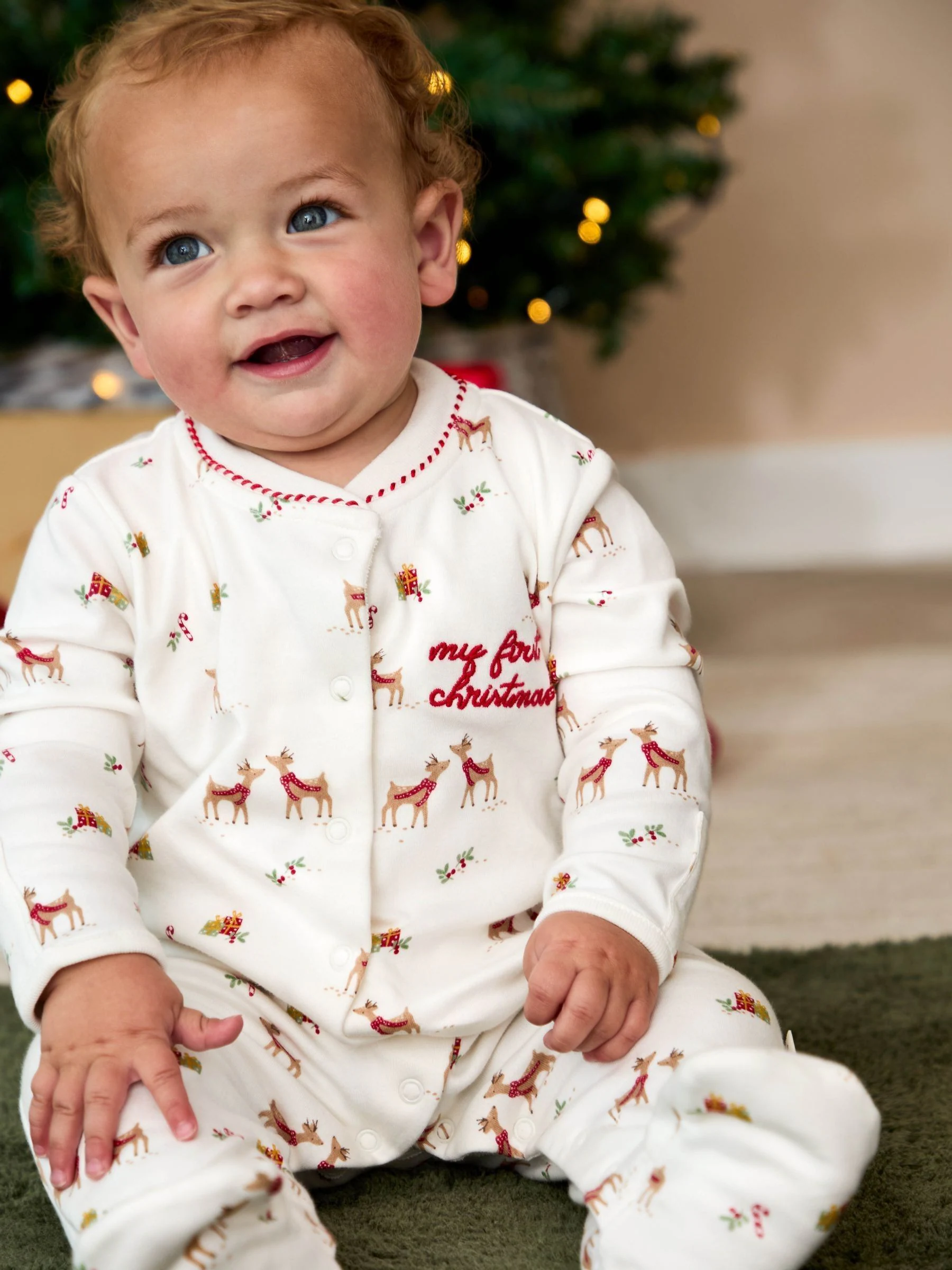 JoJo Maman Bébé Kerstmis Rendieren Print Pyjama