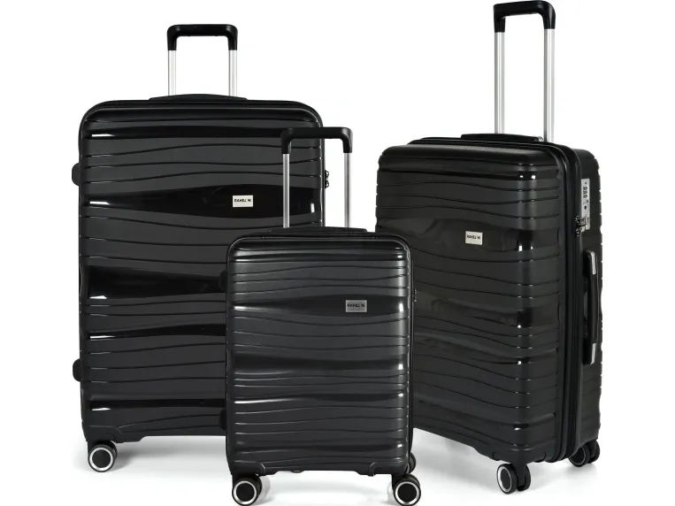 Stickn Kuffertsæt RW Travel Alfrida sort 20”/24”/28” PP-plast med TSA-lås