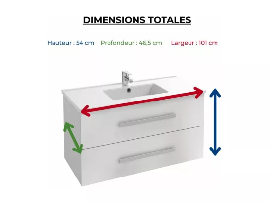 Pack meuble vasque 100 cm JACOB DELAFON Ola up blanc + colonne