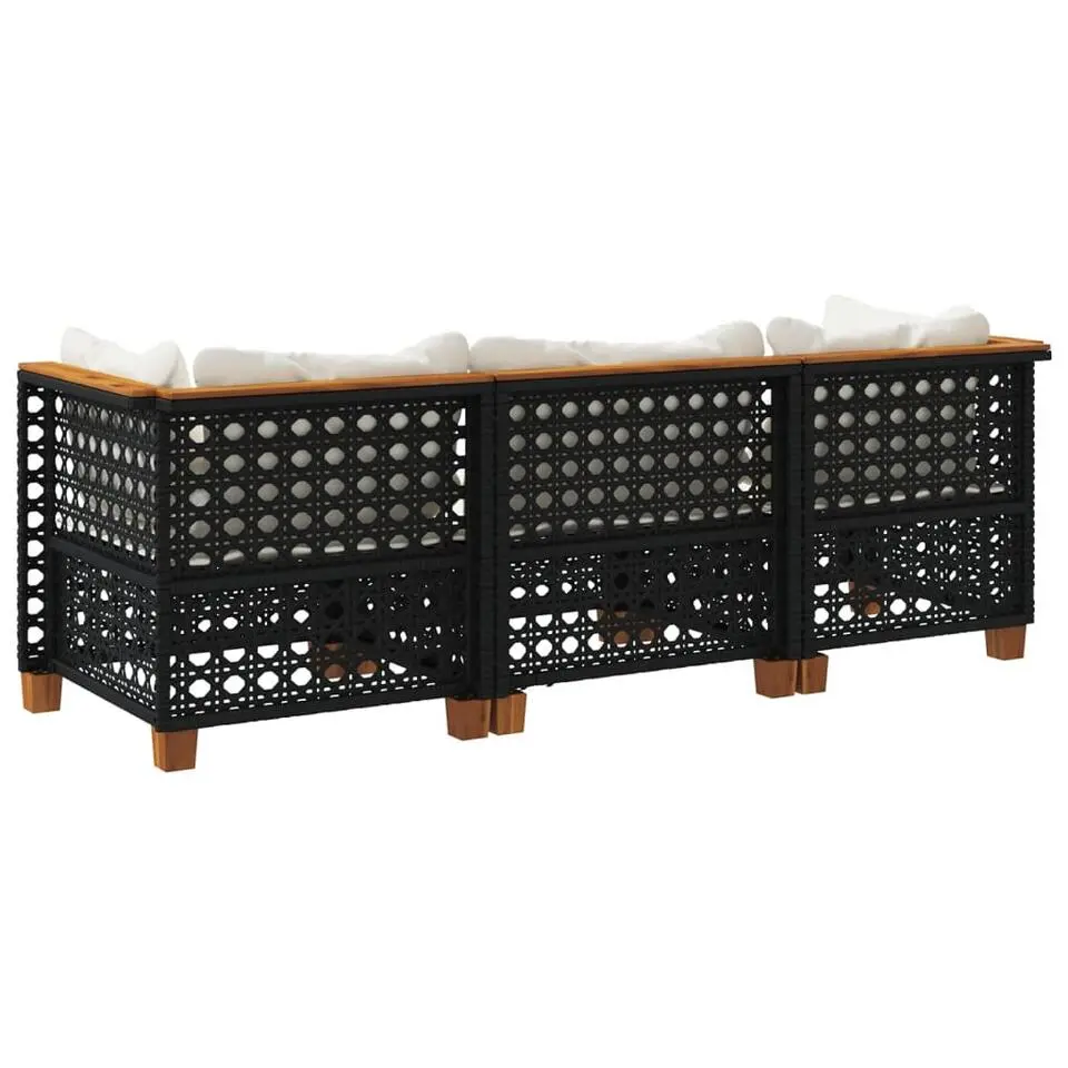 vidaXL - Tuinbank - Zwart - Poly rattan - 3 stuks