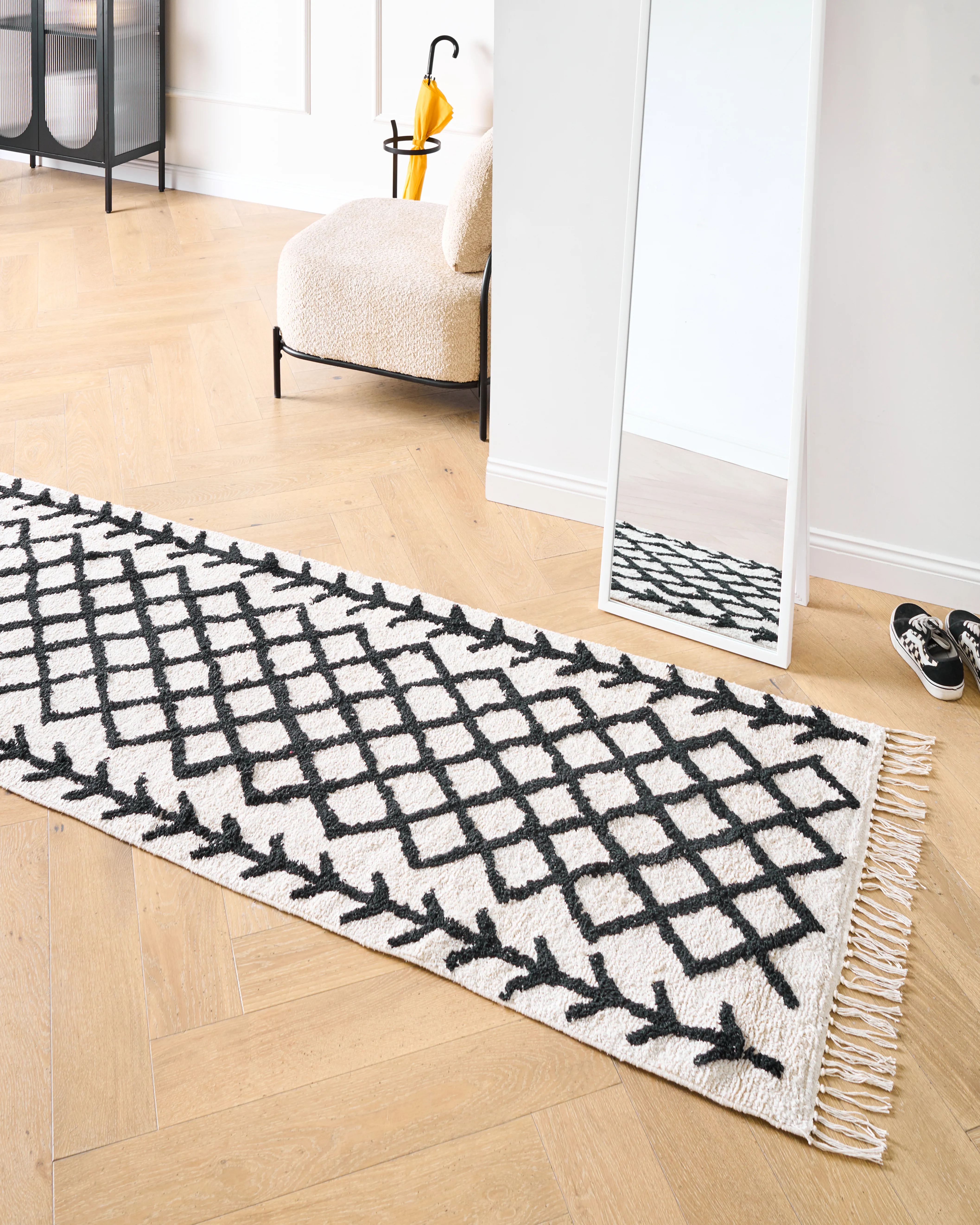 Vloerkleed BOZKIR Beige 80 x 230 cm Katoen