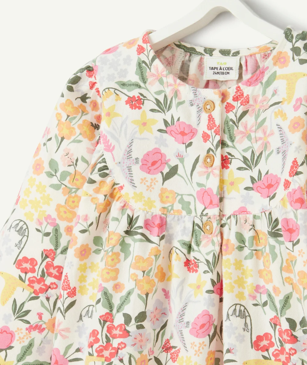 ROBE MANCHES LONGUES BÉBÉ FILLE EN COTON BIO AVEC IMPRIMÉ FLEURI