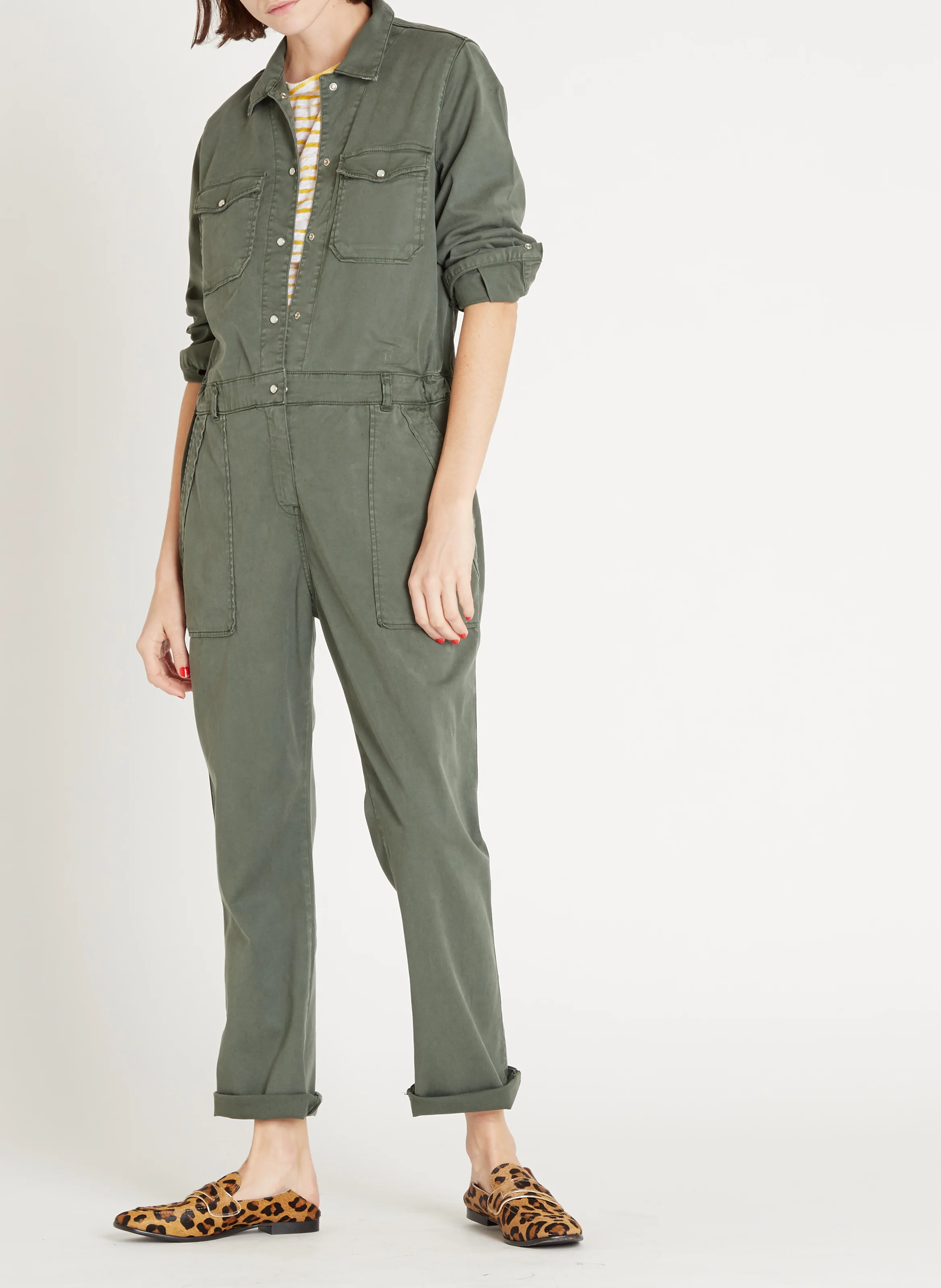 FRANGA - Combinaison chemisier en tencel | Vert