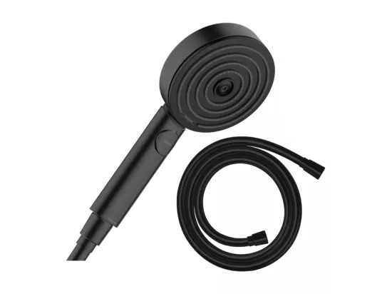 Pommeau de douche HANSGROHE Pulsify Select EcoSmart 105 3 jets Relaxation + flexible de douche Isiflex 160 cm noir mat