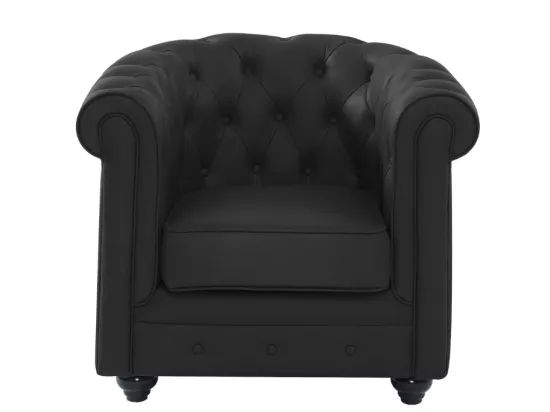 Fauteuil en cuir de buffle noir CHESTERFIELD