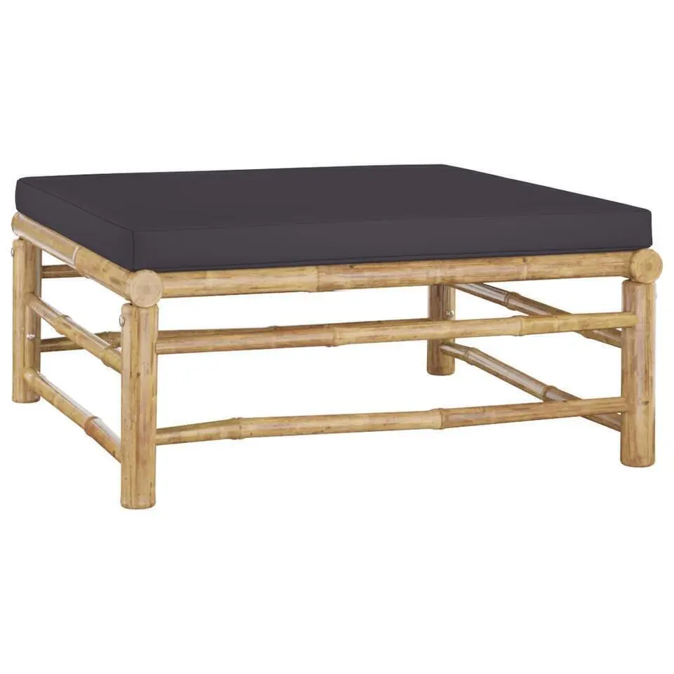 vidaXL - Tuinset - Grijs - Bamboe - 3 stuks - Met kussens