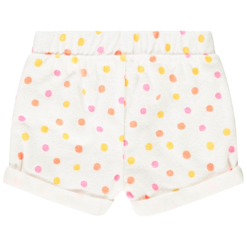 Short en éponge imprimé pois pour bébé fille - Blanc