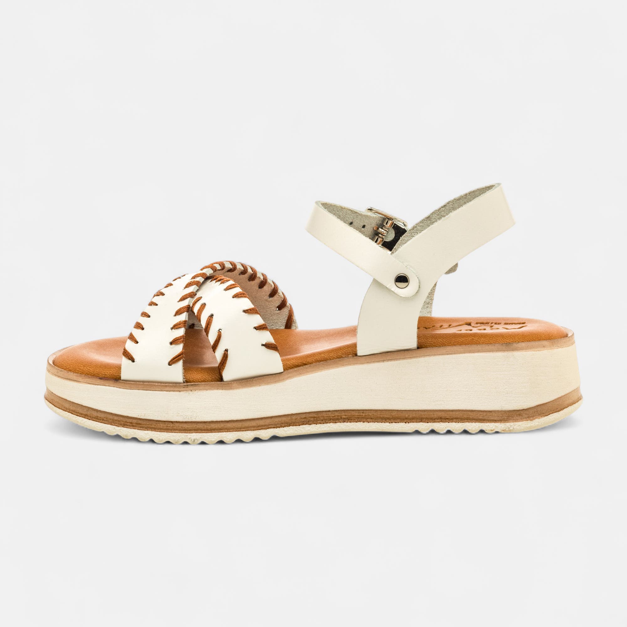 Nu-pieds Fille en cuir blanc