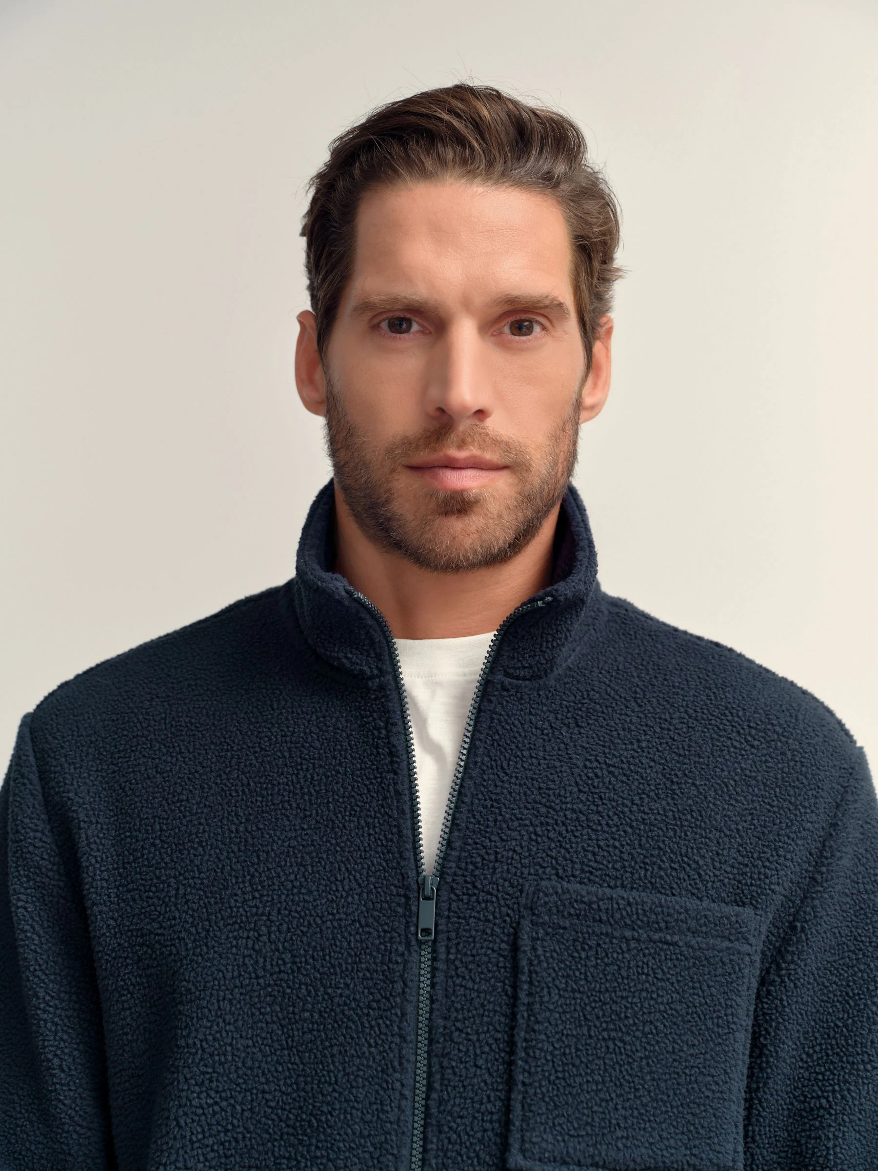 Donkerblauw - Volledig doorlopende rits - Borg Fleece