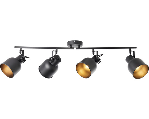 Plafondspot, 4-lichts, HxBxD 18x76x30 cm, zand/zwart