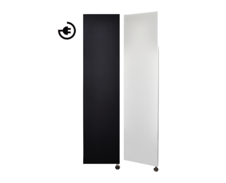 Sanicare Denso elektrische radiator 40x180cm zwart mat met thermostaat zwart linksonder