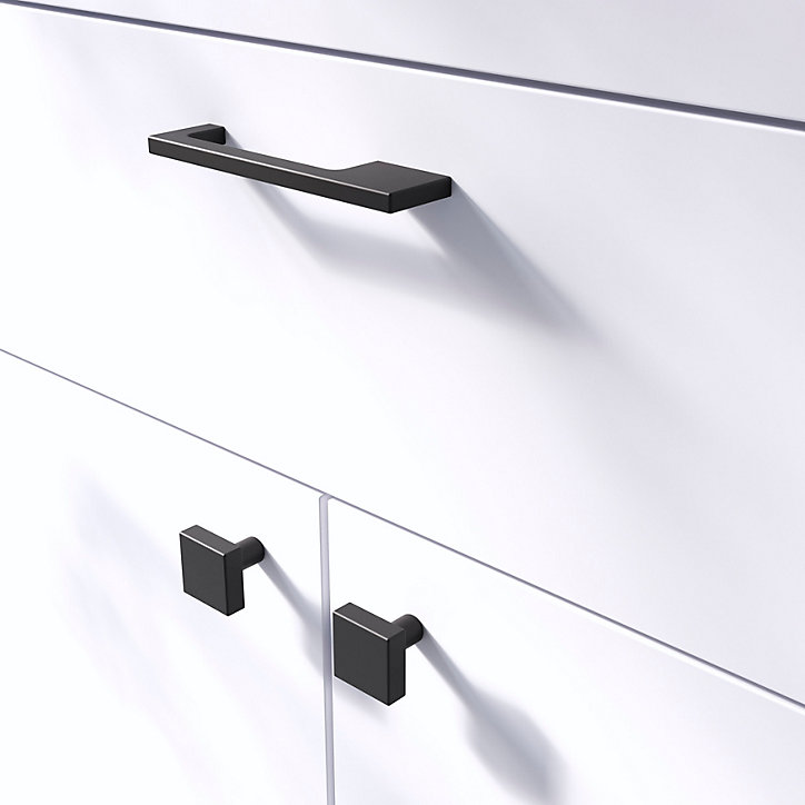Bouton de meuble Carré Skej GoodHome mat noir Ø3 cm