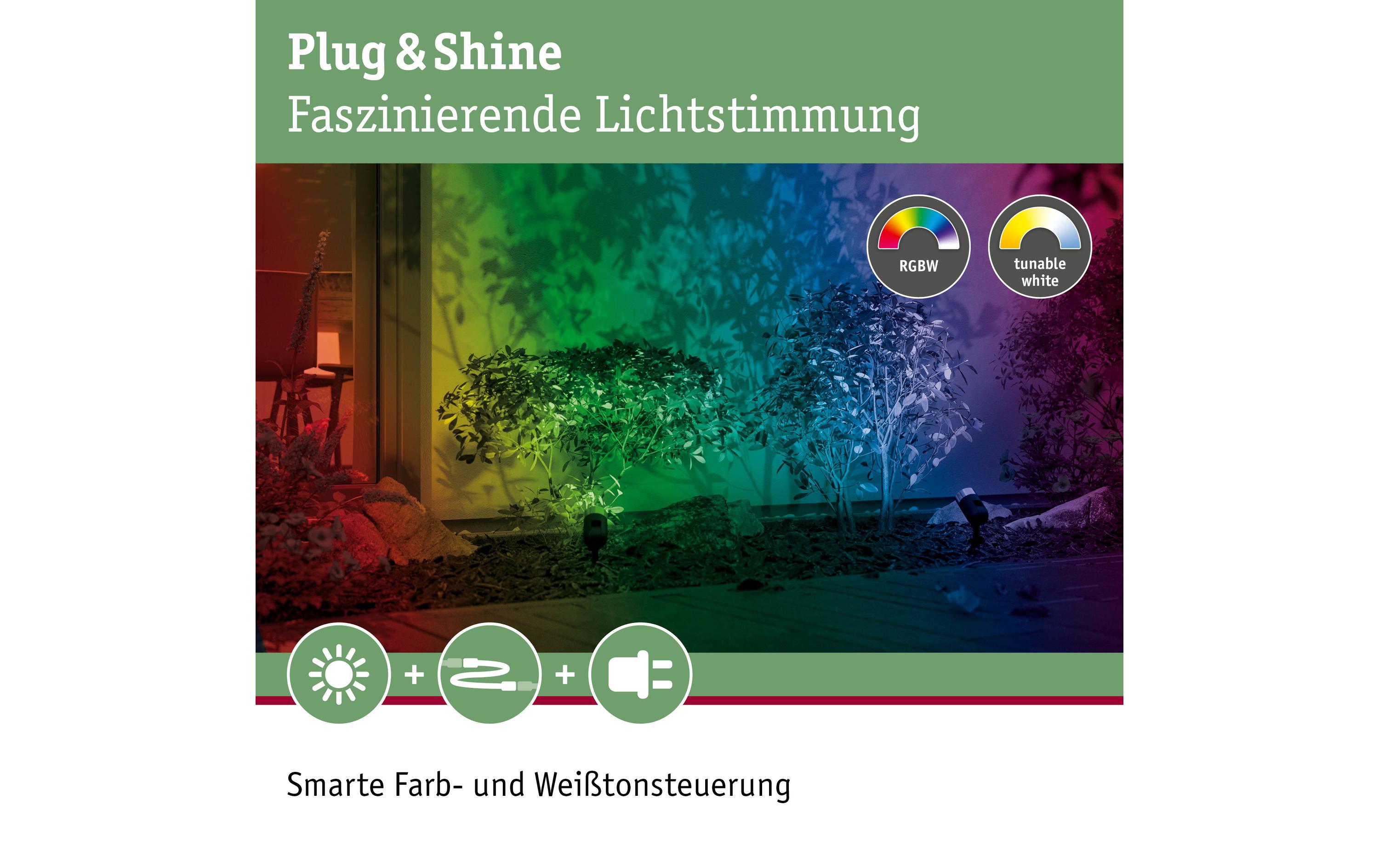 Gartenleuchte Plug & Shine Pike 40° RGBW Basis, ZigBee<br>Starterset für das steuerbare Plug & Shine System