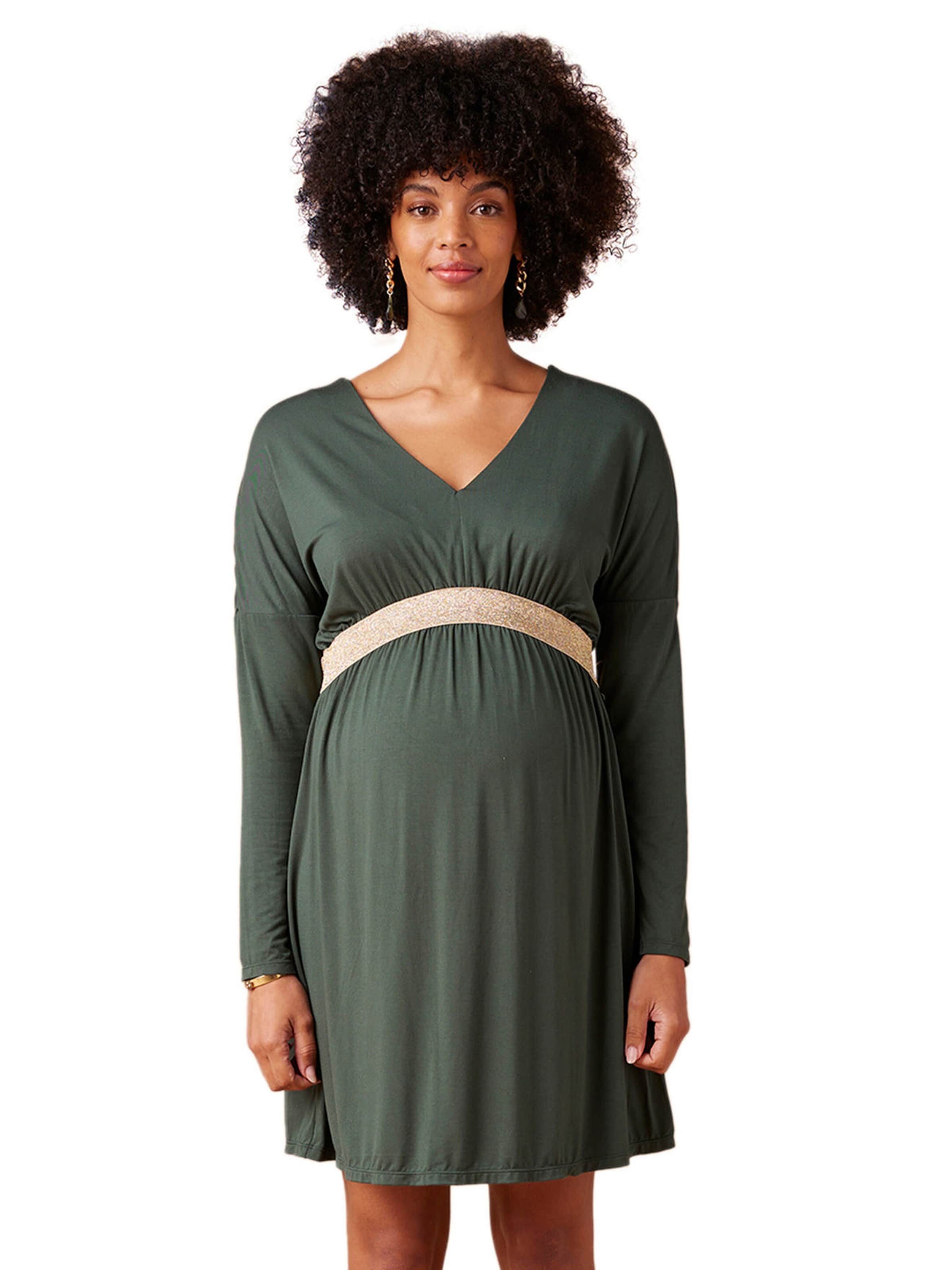 Envie de Fraise Nachhaltiges Minikleid für Schwangerschaft und Stillzeit FELICINEOR , lange Ärmel tannengrün