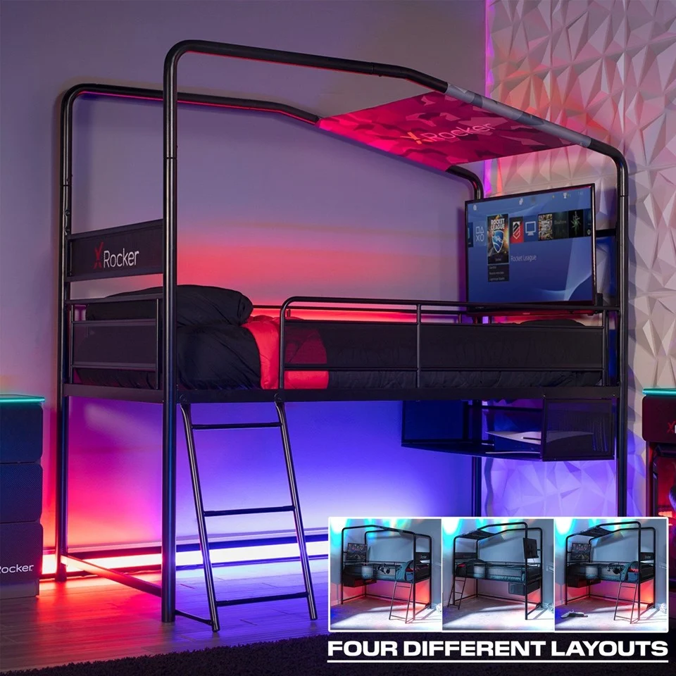 Xrocker Contra Mid-Sleeper Gaming Bunk Bed With Reversible Profile - Black And Camo
