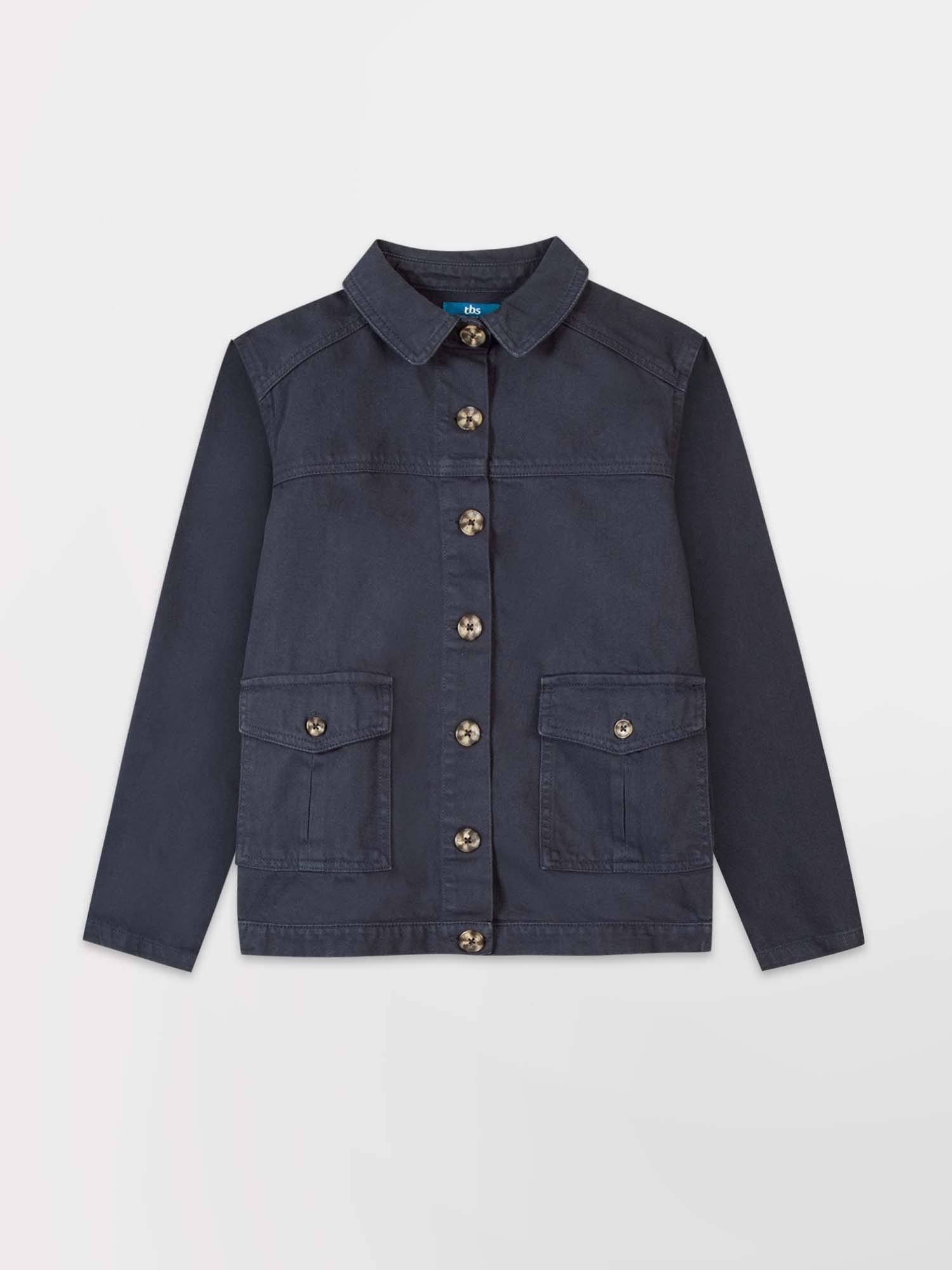 Veste Femme Boutonnée Coton Marine