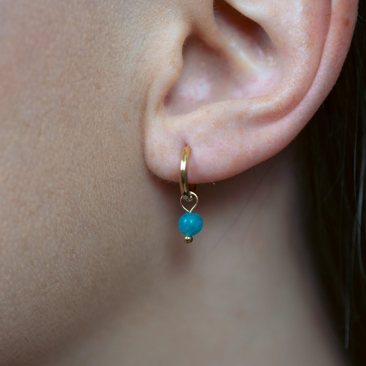 Boucles d'oreilles créoles Serena en pierres Apatite