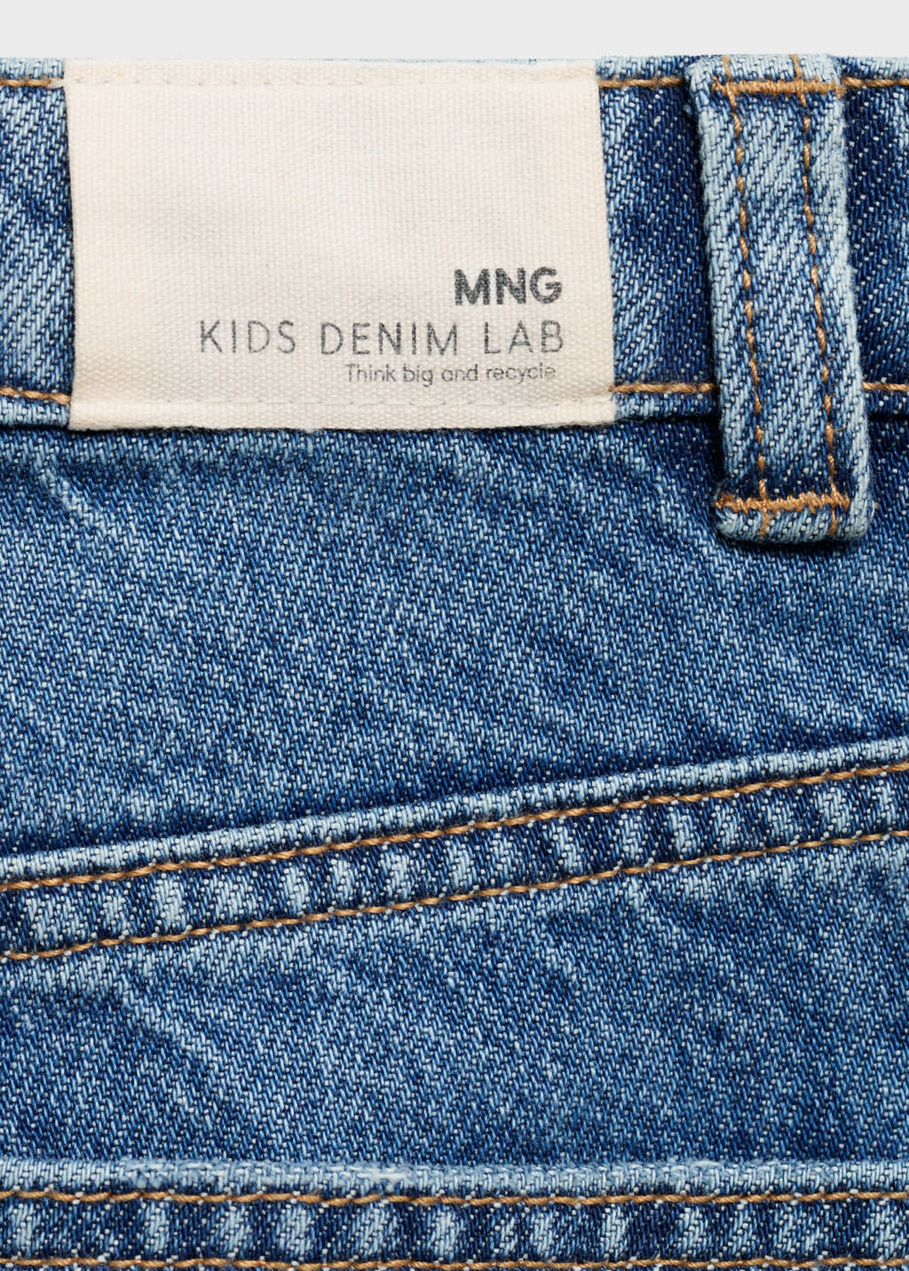 Mango Kids wide leg regular waist jeans medium blue denim