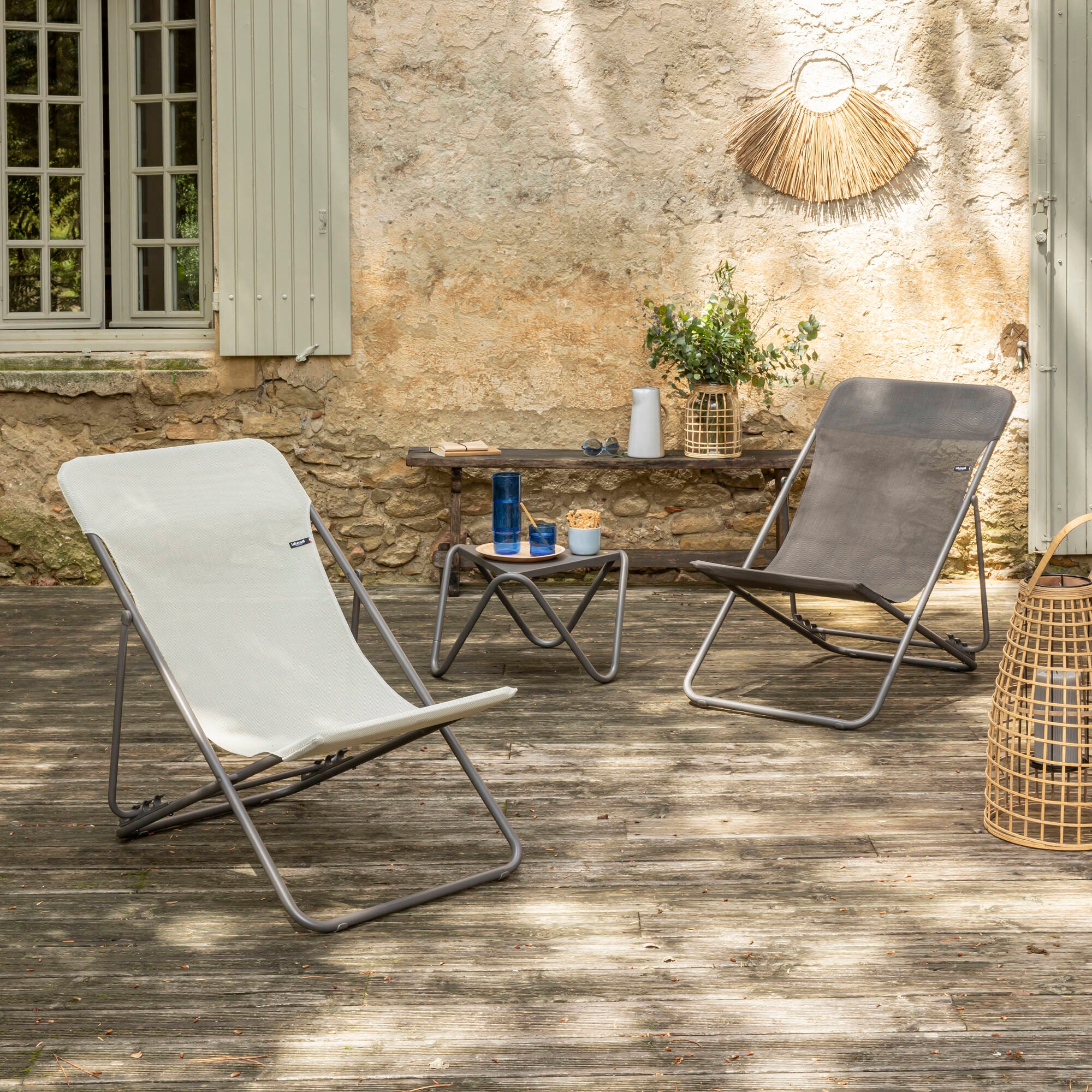 Set aus 2 klappbaren Liegestühlen Maxi Transat Batyline® Iso Graphite