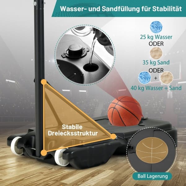Basketballstativ 90/158-210 cm høydejusterbar basketballkurv med stativ værbestandig innendørs utendørs grønn