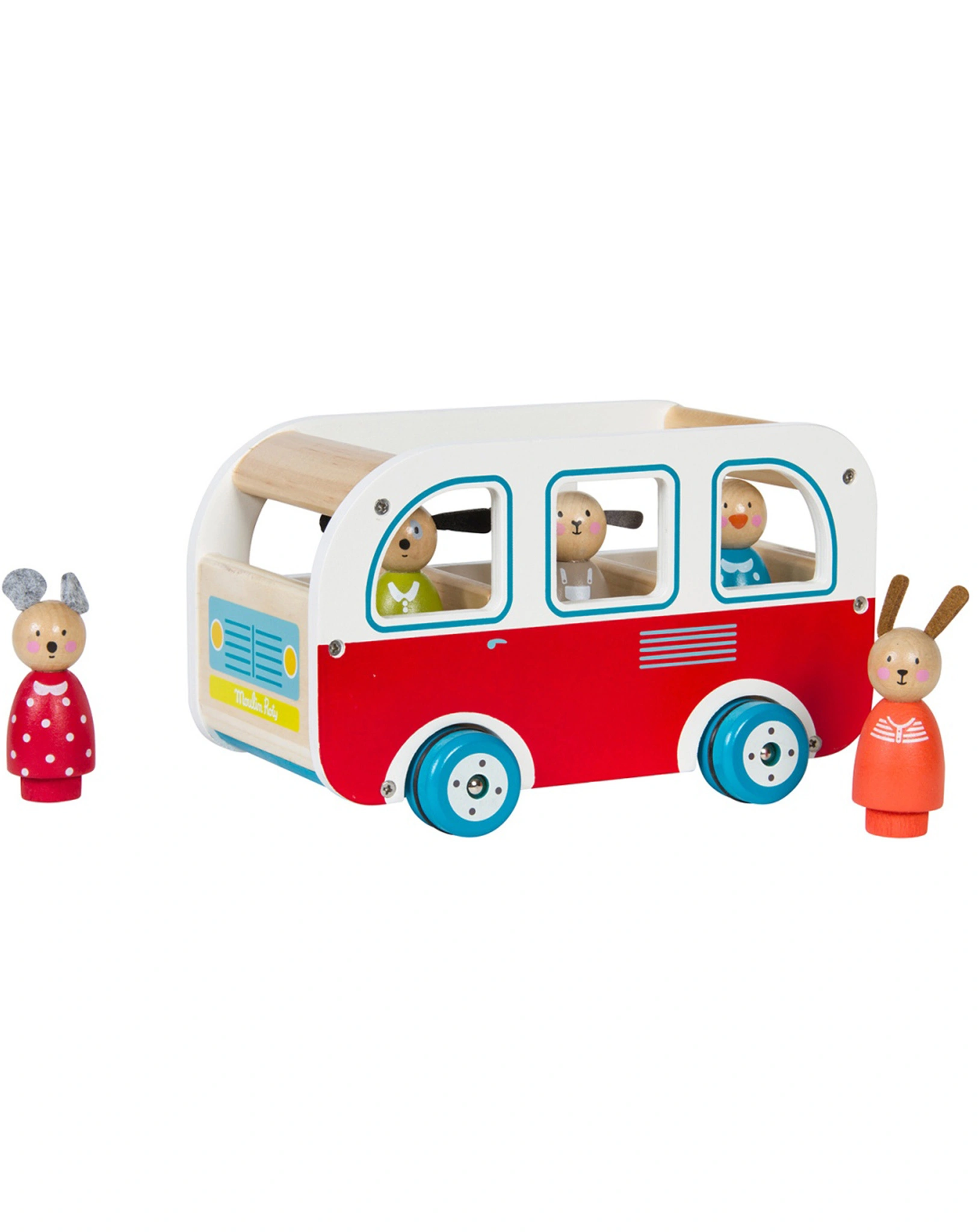 Holz-Bus SIGHTSEEING mit Spielfigur 2-teilig in rot