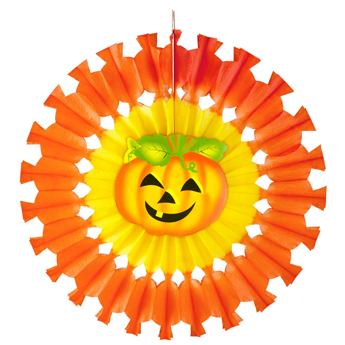 Halloween Papieren Waaiers Oranje Pompoen 48cm