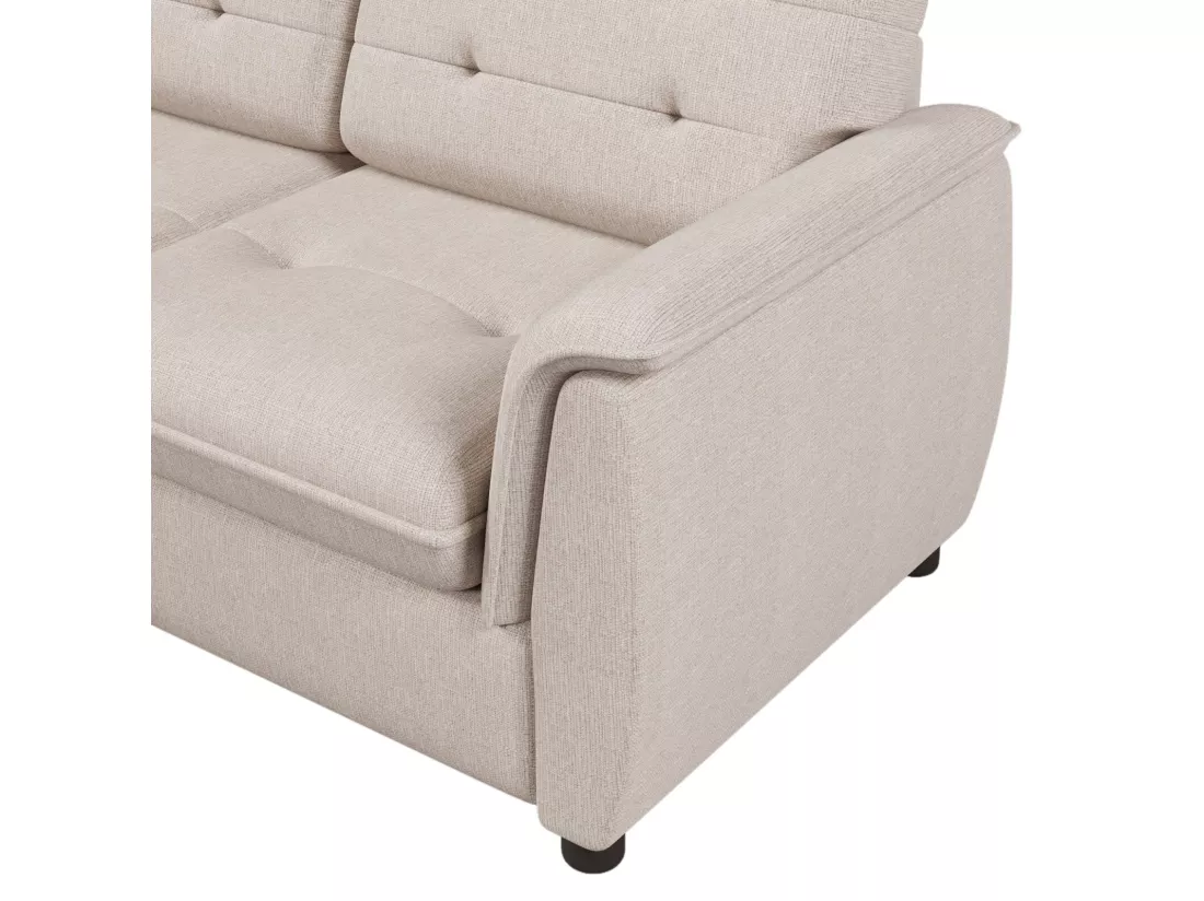 Canapé d'angle réversible, avec repose-pied rangement et accoudoirs, 239x139x84cm, Beige