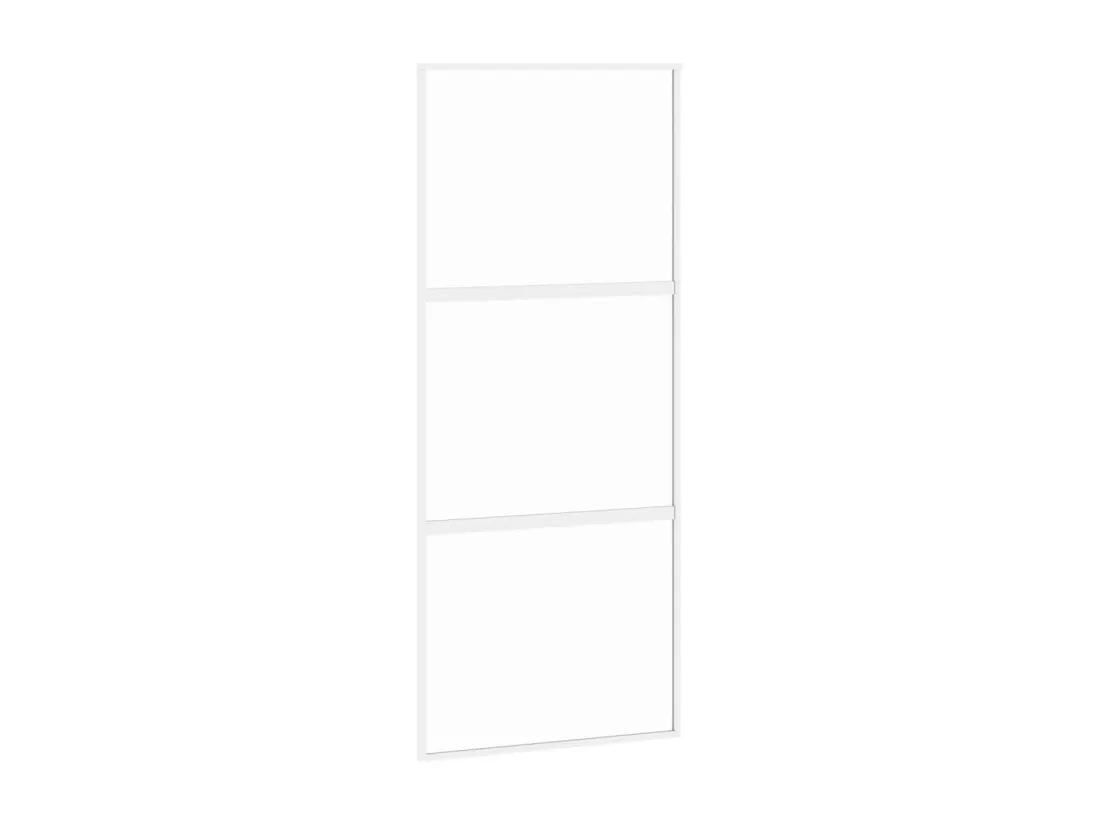 Porte coulissante blanc 90x205 cm verre trempé aluminium