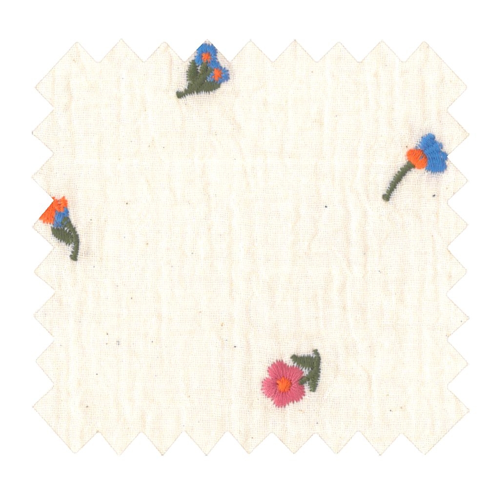 Tissu Ex2518 Double Gaze Brodée Mini Fleurs