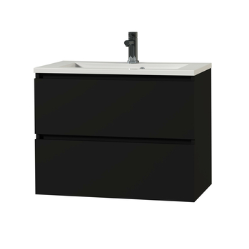 Tiger badkamermeubel Karlo 80 cm Mat Zwart met witte wastafel
