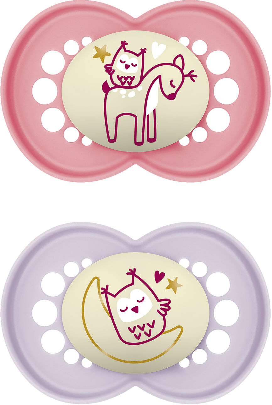 Mam Original Night silicone pink 6-16mnd 2 stk
