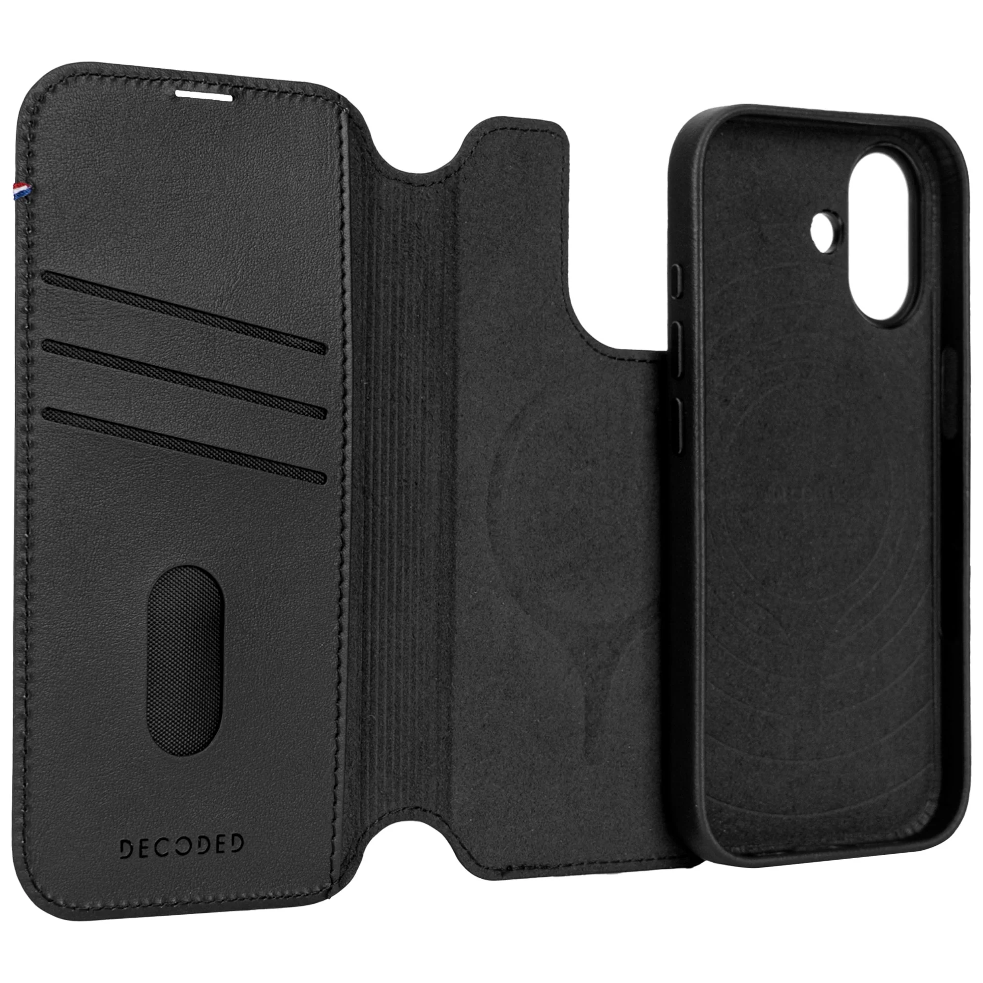 2in1 iPhone 17 MagSafe Echtleder Magnet Wallet Case Tasche Flip Cover (D26IPO17DW5BK) - Schwarz